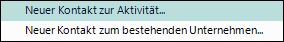 Unternehmen-Kontakte-Kontextmenü-Schnelleingabe-Optionen